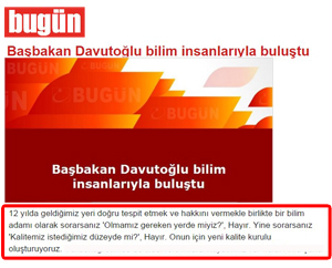Mr. Davutoğlu: “We Are Establishing a Quality Comm